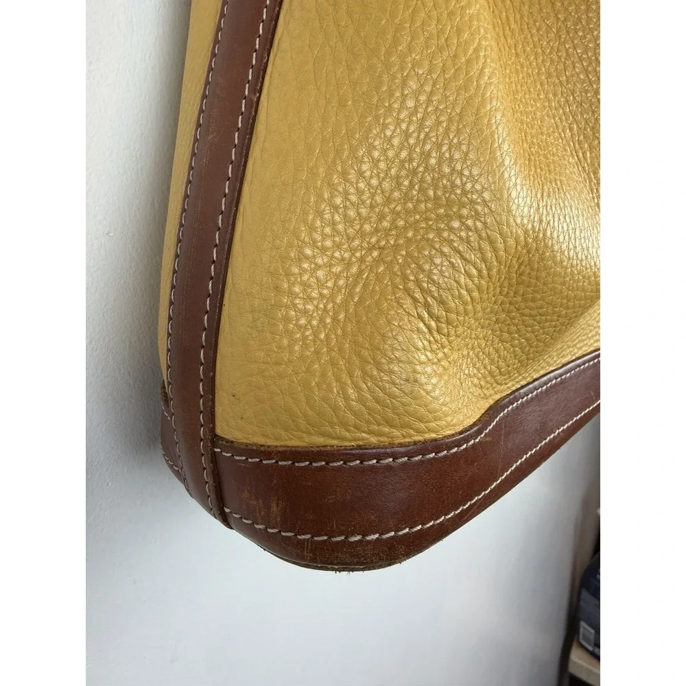Dooney & Bourke Purse Pebble Leather Zip Satchel Shoulder Bag Mustard Yellow
